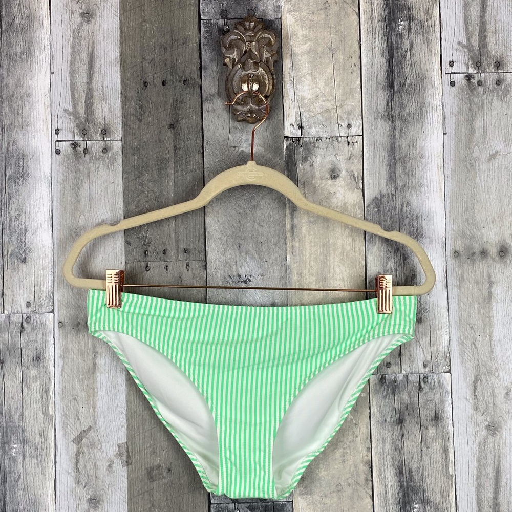 Aerie Green Seersucker Stripe Cheeky Bottom Large - Picture 2 of 13